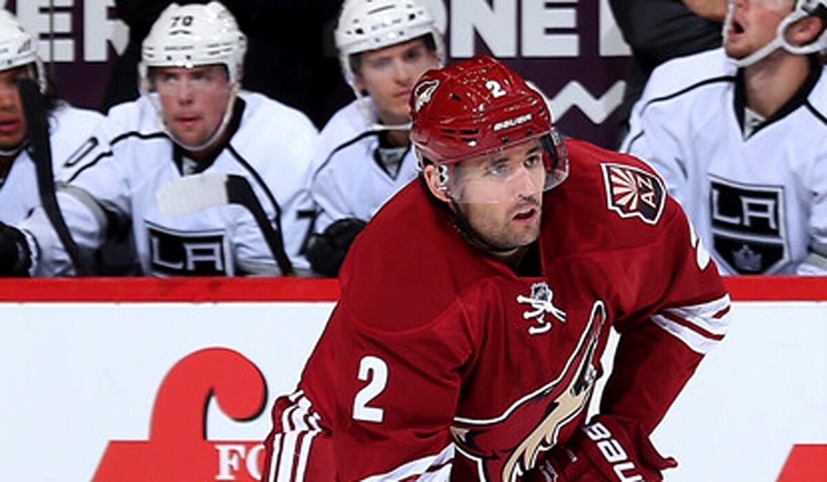 Jamie McBain was playing for the Coyotes against the Kings in a preseason game but the veteran defenseman will soon be joining their ranks.