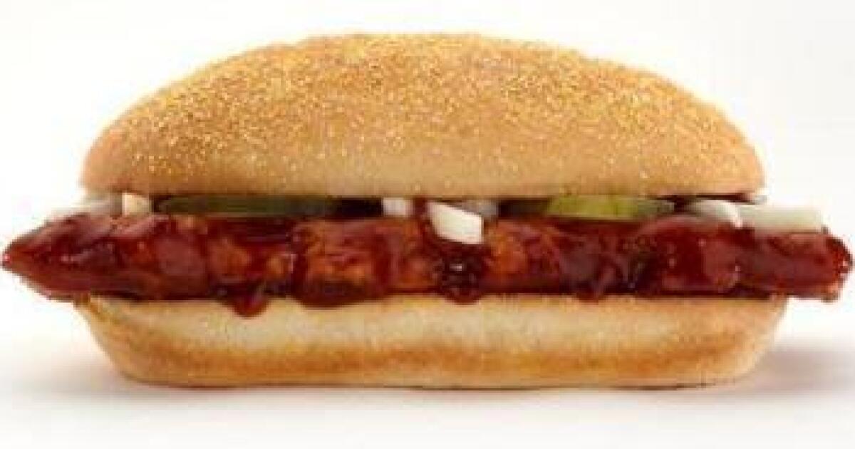 McDonald's to bring back McRib in December Los Angeles Times