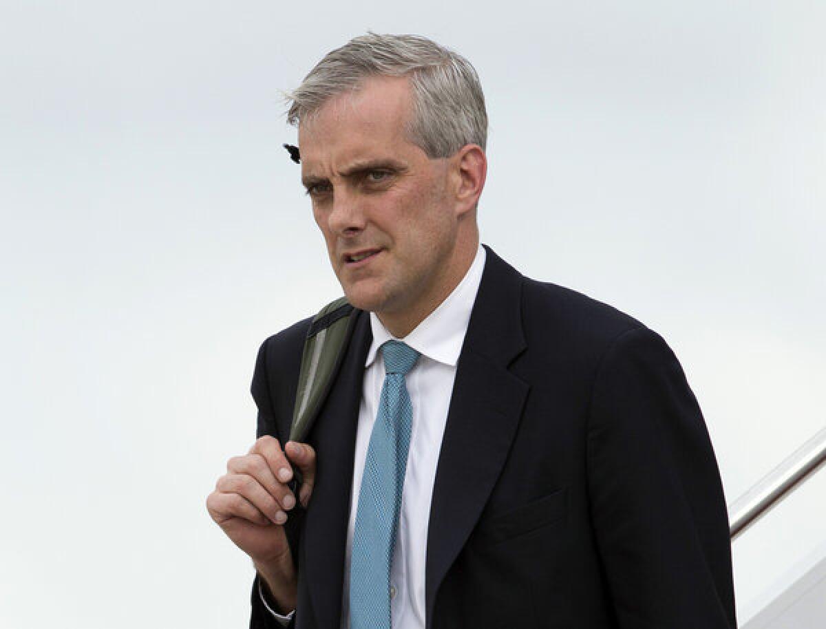 White House Chief of Staff Denis McDonough returns to Andrews Air Force Base, Md., after a trip with President Obama on May 19.