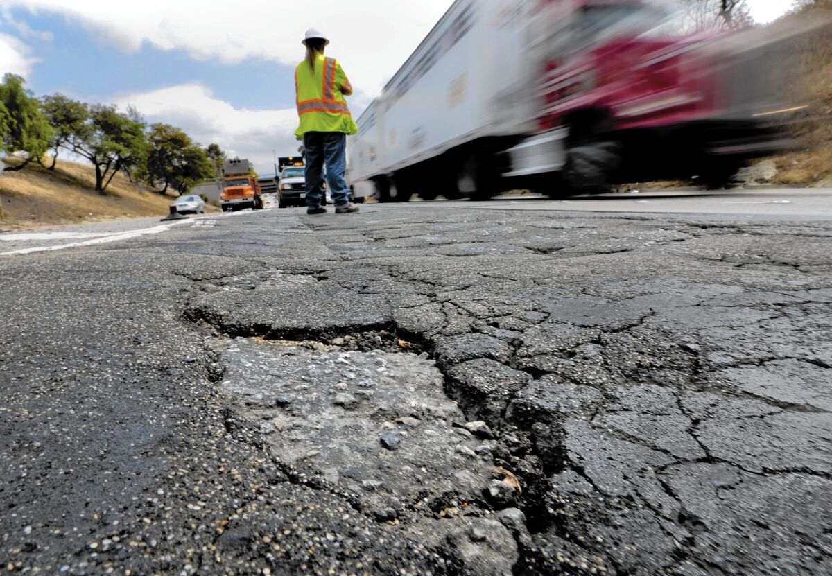 Efforts to chip away at the estimated $59 billion in upgrades needed for California highways and bridges would become more difficult if the state faces new shortfalls.