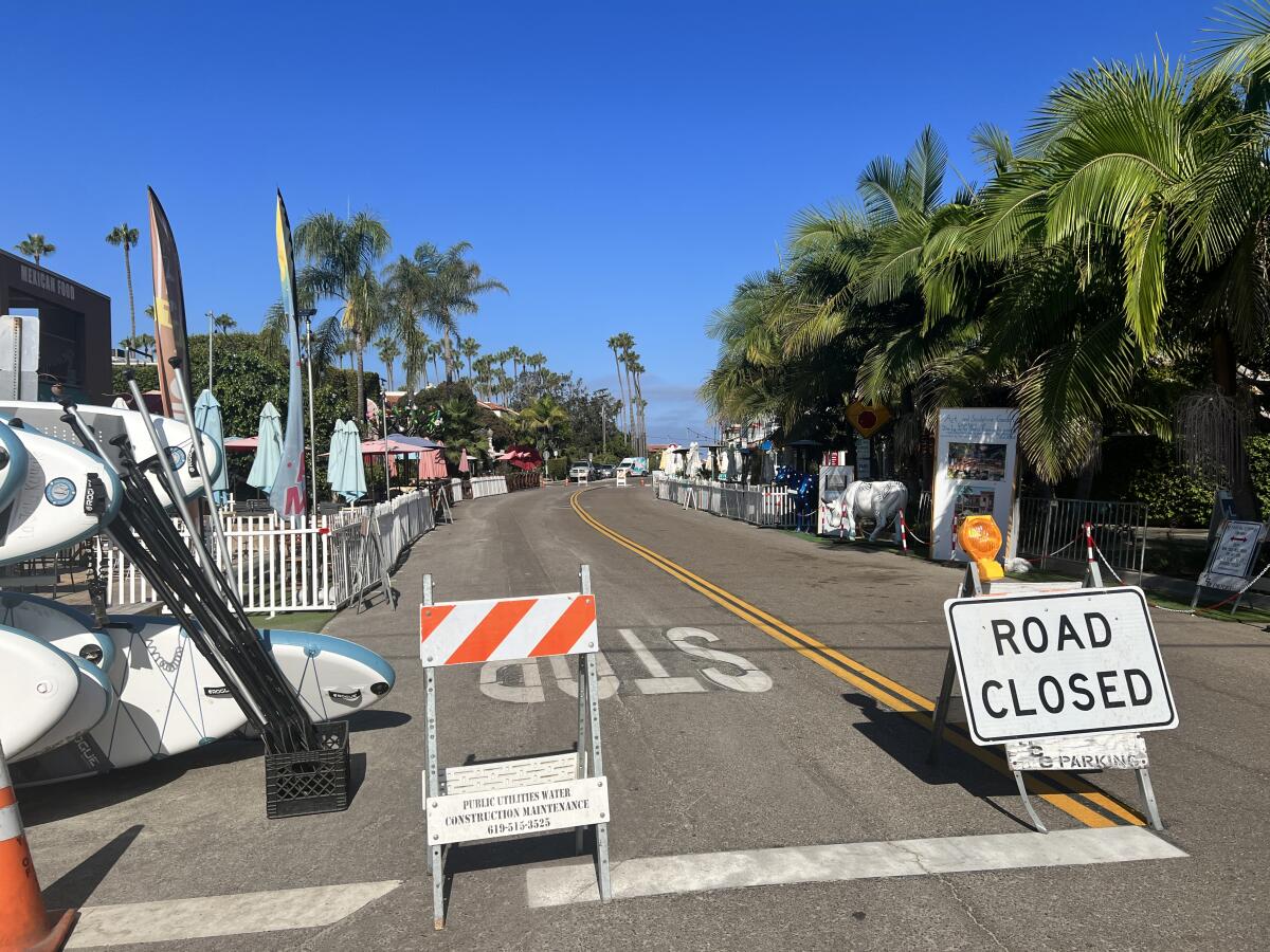 The planned permanent closure of one block of Avenida de la Playa for outdoor dining awaits California Coastal Commission.