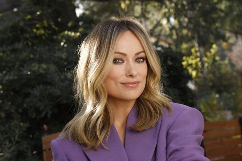 LOS ANGELES, CALIFORNIA--NOV. 5, 2019--Actress Olivia Wilde is director of the new comedy film Booksmart. Photographed at her home in Silver Lake, Los Angeles, CA, on Nov. 4, 2019. (Carolyn Cole/Los Angeles Times)