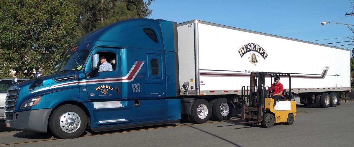 This 53-foot truck delivers 38,000 pounds of staples to Ramona Food & Clothes Closet