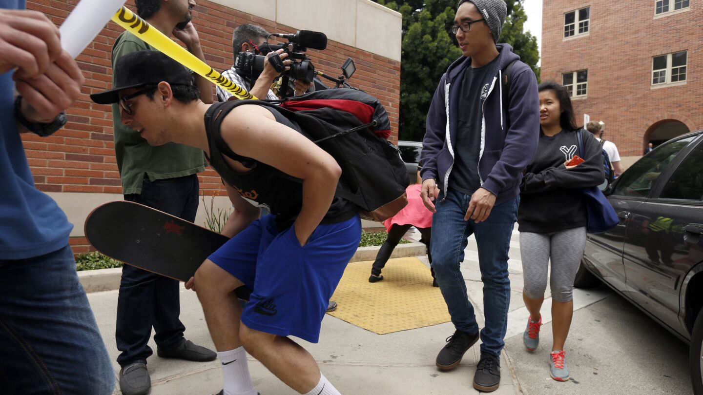 UCLA students evacuate the campus.