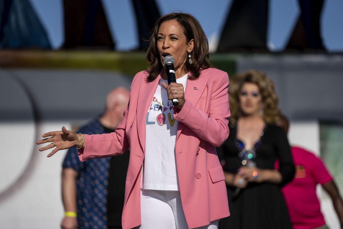Vice President Kamala Harris, who spoke at a Pride event this weekend, promoted a new maternal health program Thursday. 