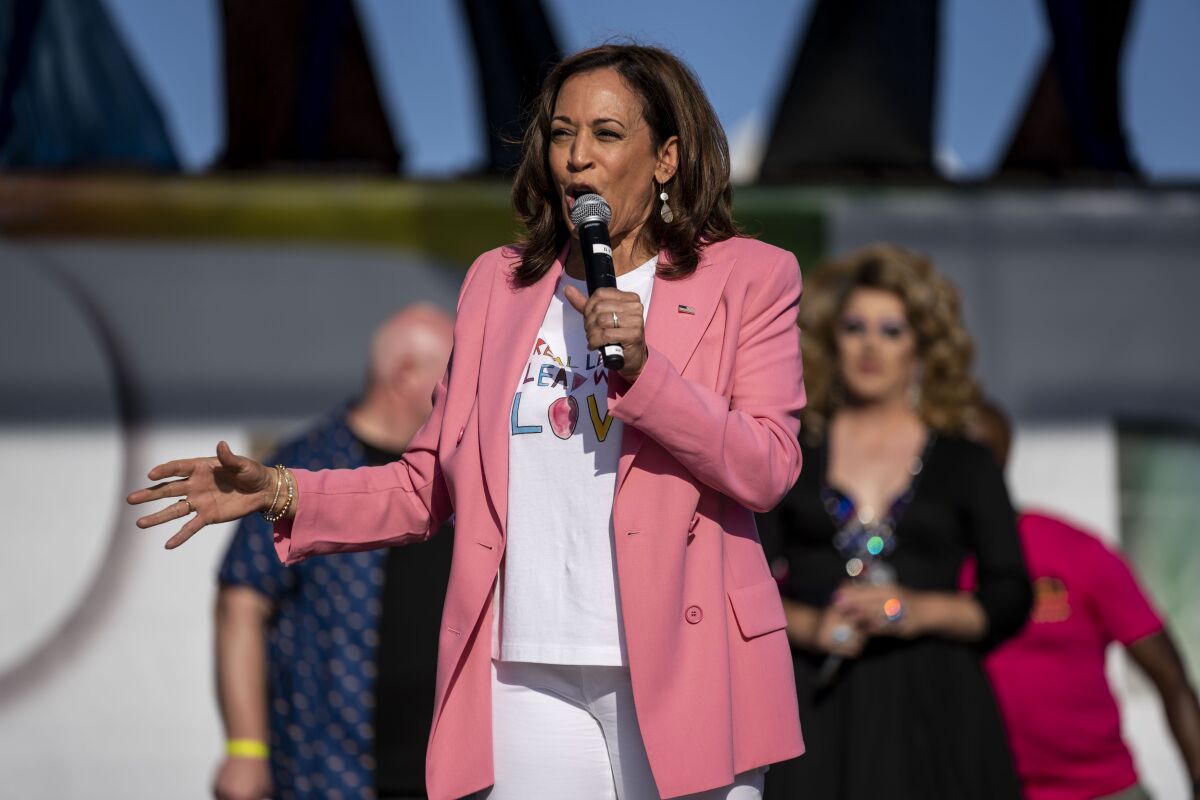 Vice President Kamala Harris, who spoke at a Pride event this weekend, promoted a new maternal health program Thursday.