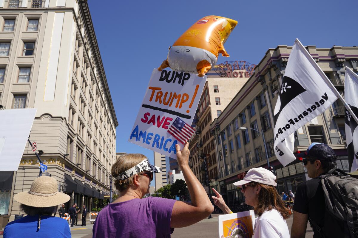 Anti-Trump protesters in San Diego. 
