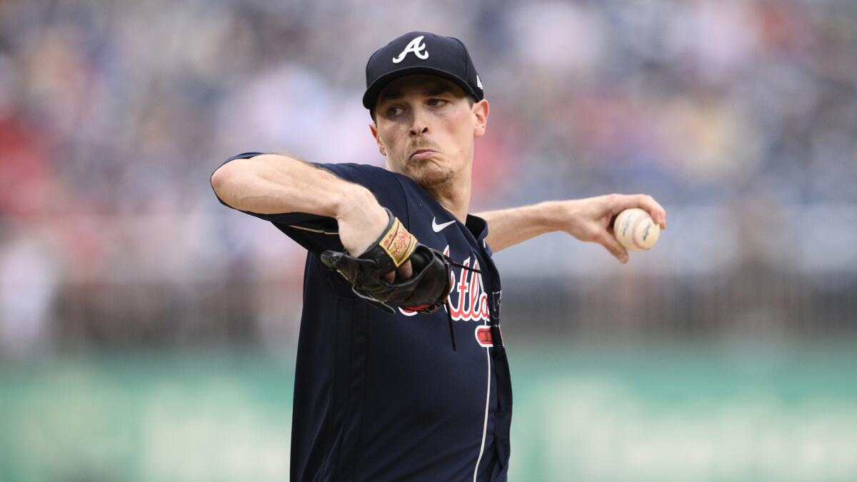 Atlanta Braves starting pitcher Max Fried throws against the Washington Nationals on Saturday.