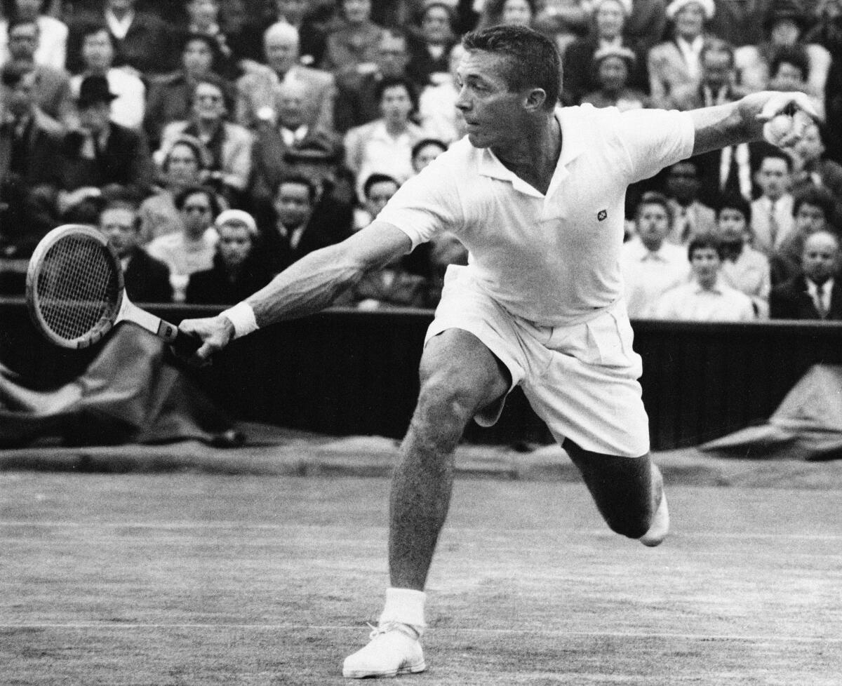 Tony Trabert playing at Wimbledon