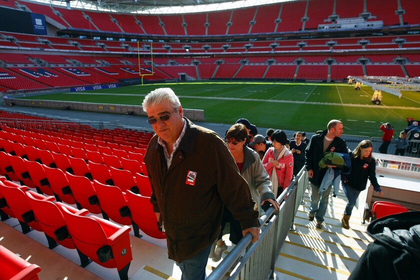 Columnist Nick Canepa plays tourist at Wembley Stadium on Oct. 22, 2008 in London.