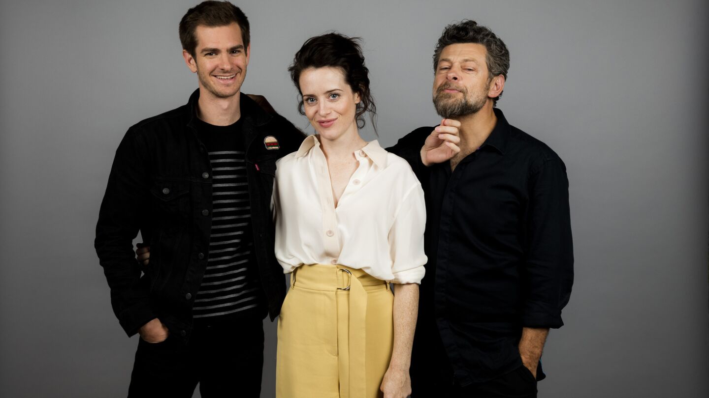 Andrew Garfield, Claire Foy and director Andy Serkis from the film "Breathe."