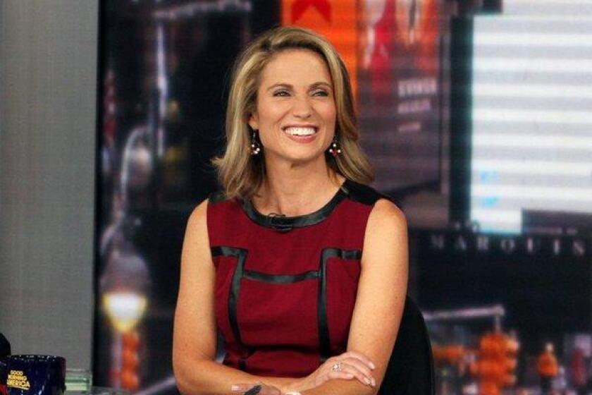 Amy Robach during a broadcast of "Good Morning America, " in New York. A month after undergoing a mammogram on "Good Morning America," ABC's Amy Robach said Monday, Nov. 11, she has breast cancer and will have a double mastectomy and reconstructive surgery this week.