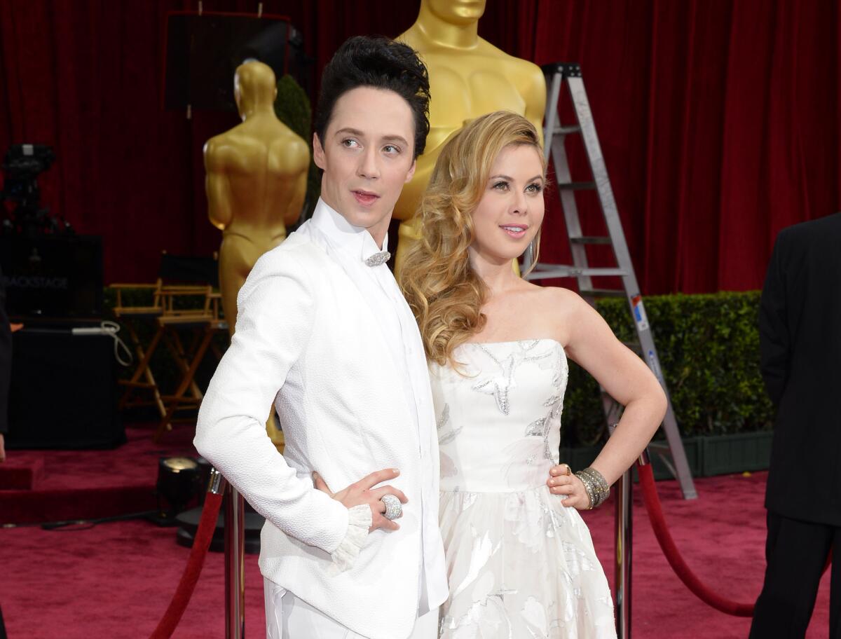 Johnny Weir, left, and Tara Lipinski have been promoted to NBC's top figure-skating broadcast team.