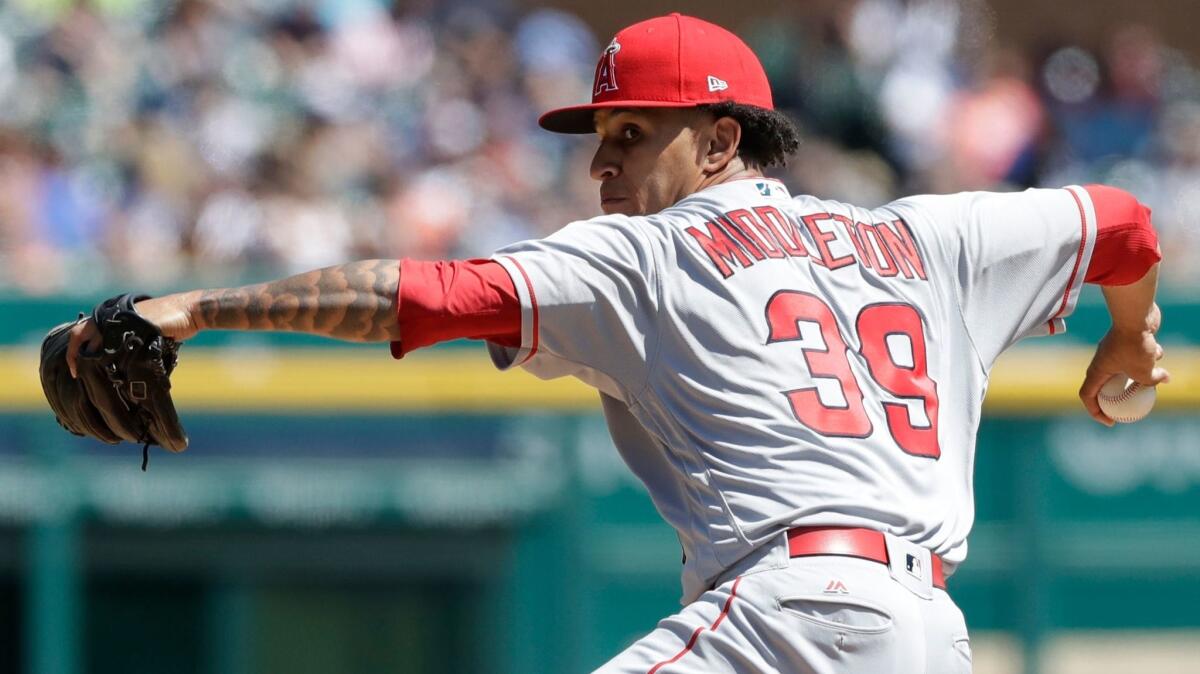 Angels relief pitcher Keynan Middleton is 2-0 with a 3.43 ERA in 24 games since being called up.