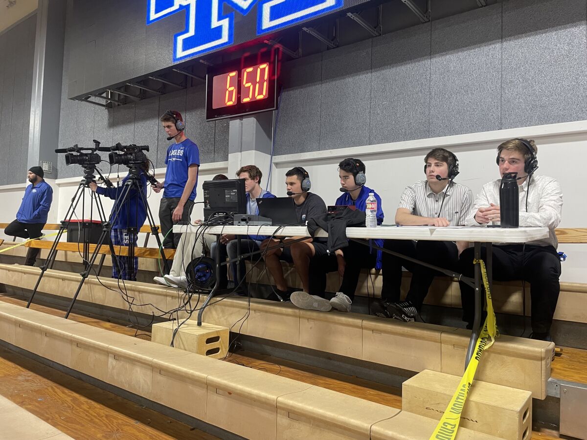 Students host a streaming broadcast of a game on Santa Margarita High's "Eagle TV 2.0 Sports."