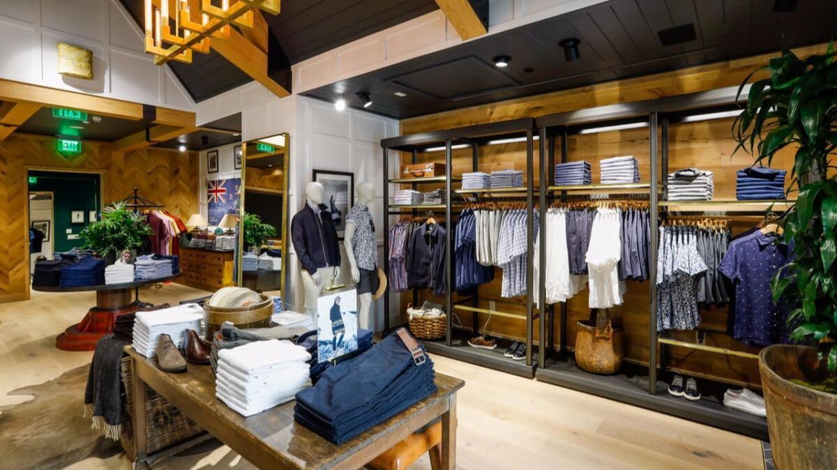New Zealand menswear label Rodd & Gunn opened its first Los Angeles area store in the Westfield Century City mall in August. The 1,800-square-foot store is designed to feel like a luxury lodge. (Nicholas Gingold / Capture Imaging)