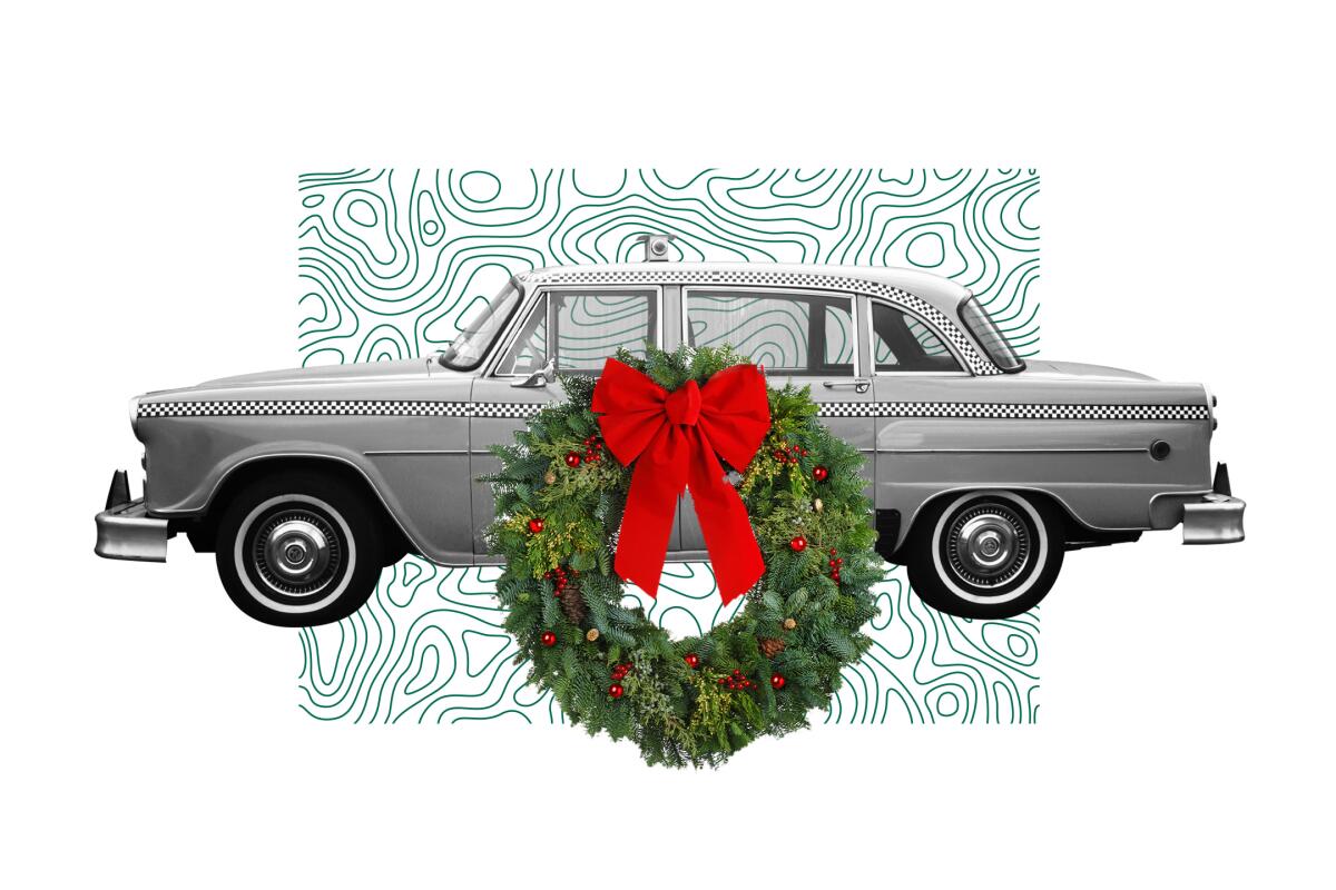 Illustration of car with wreath