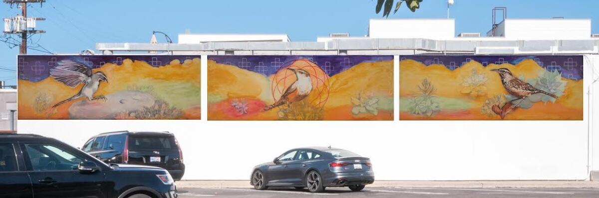 "Mukikmalim, Su'ulim, Chem-tema-ki'ay (Birds, Stars, Our Lands)" by Gail Werner has been installed at 7836 Herschel Ave.