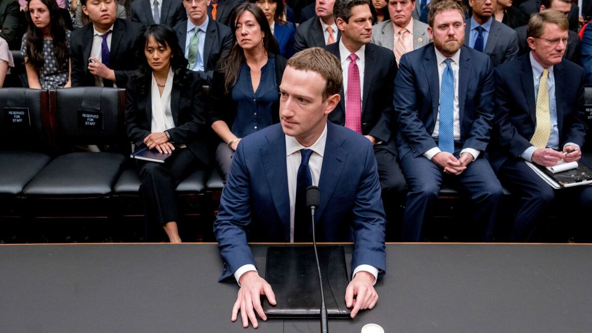 Facebook CEO Mark Zuckerberg testifies during a House Energy and Commerce Committee hearing in 2018.