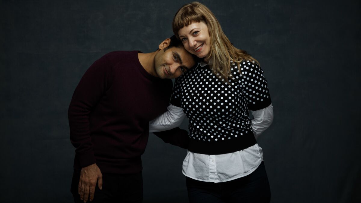 Kumail Nanjiani and Emily Gordon, husband and wife co-writers of film "The Big Sick," at the Sundance Film Festival in Park City, Utah, on Jan. 20, 2017.