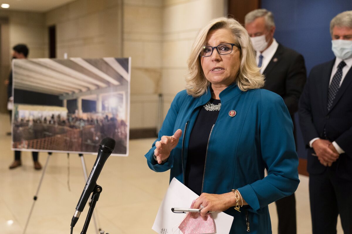 Rep. Liz Cheney (R-Wyo.) speaks during a news conference