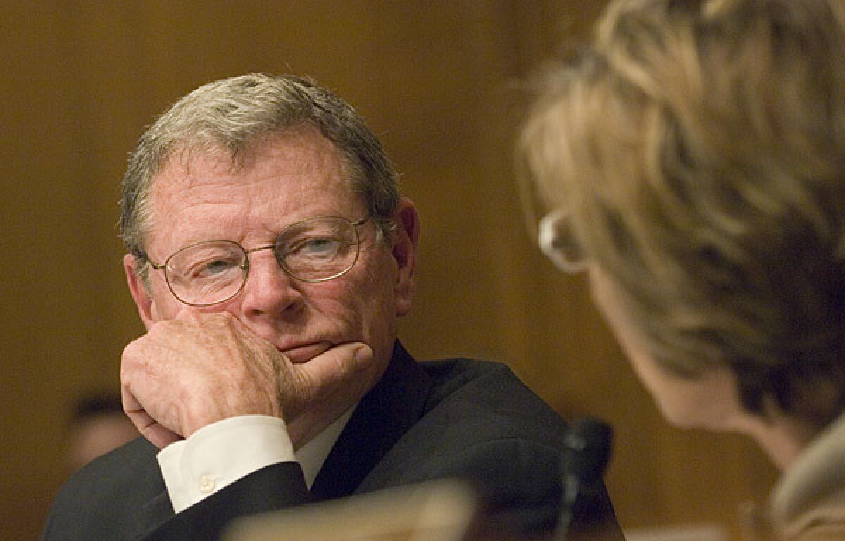 One of the most outspoken climate-change deniers in the Senate (he's renowned for calling global warming "the greatest hoax ever perpetrated on the American people"), Inhofe is also one of the most influential Republicans in the country when it comes to environmental policy. As ranking member of the Committee on Environment and Public Works, he uses his position to push for expanded oil drilling and reduce environmental regulation. Inhofe sometimes even finds himself to the right of the polluter-packed U.S. Chamber of Commerce; this summer he placed a hold on President Obama's nominee John Bryson as Commerce secretary, even though Bryson had the blessing of the Chamber, because Inhofe felt Bryson was too pro-environment.