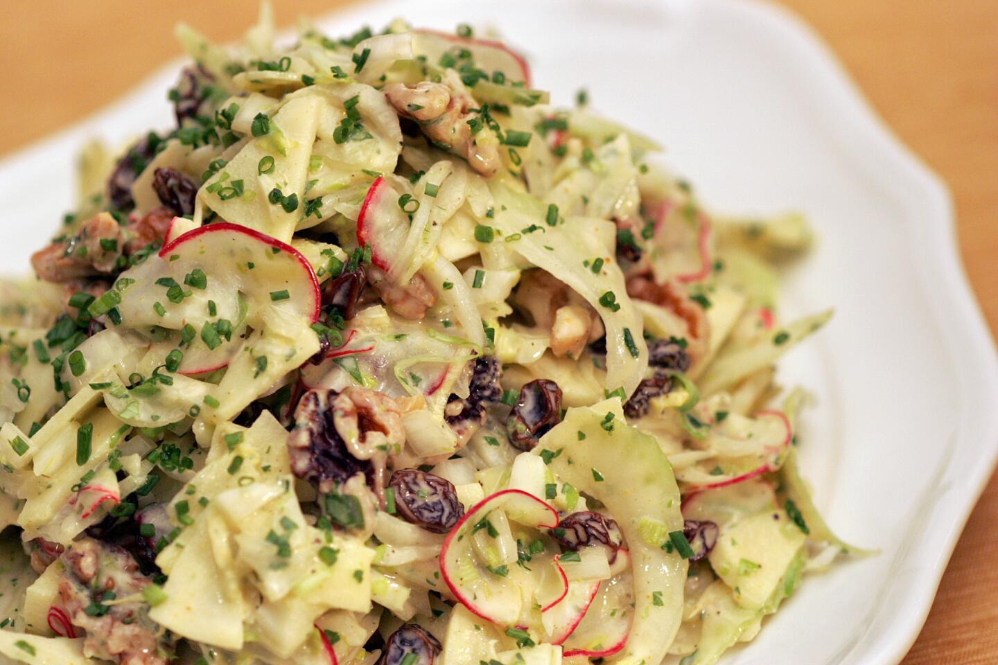 Waldorf salad with curried mayonnaise dressing