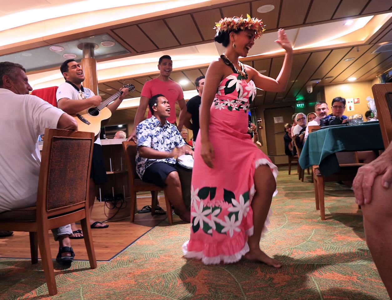 Often meal time would include entertainment from the ships crew aboard the Aranui 5 ship.