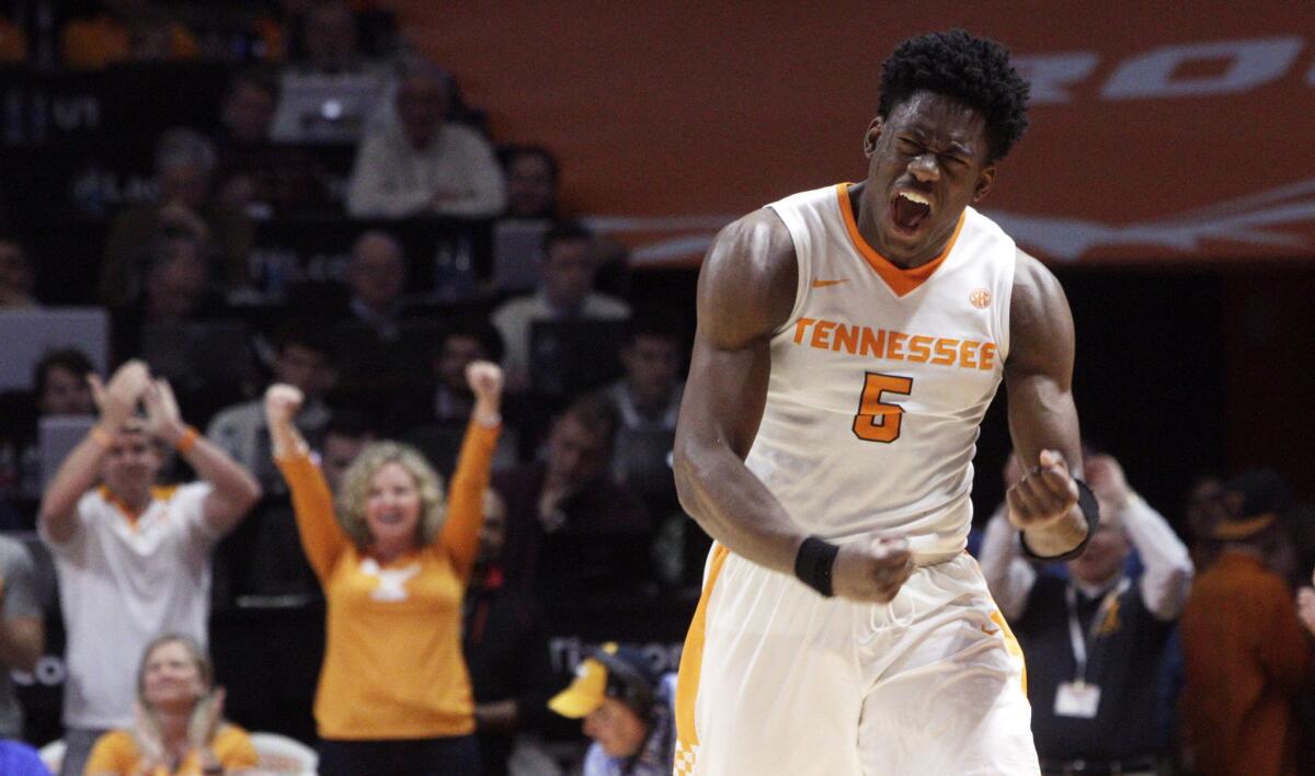 Admiral Schofield reacts after Tennessee took a lead over Kentucky during the second half of a game on Feb. 2.