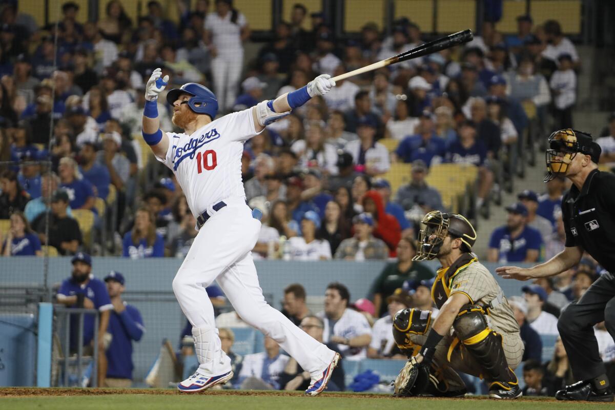 Justin Turner hits his second homer of the game in the seventh inning against Padres starter Joe Musgrove.