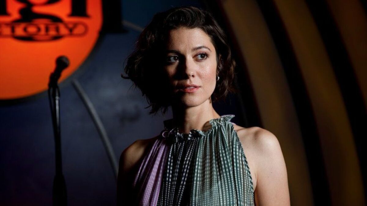 Actress Mary Elizabeth Winstead, who plays a stand-up comedian in the new indie comedy "All About Nina," stands for a portrait last week at the Laugh Factory in West Hollywood.