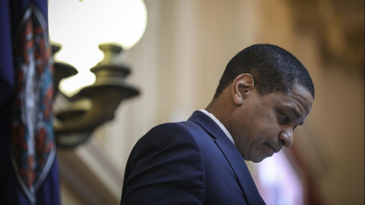 Lt. Gov. Justin Fairfax presides over the state Senate at the Virginia Capitol in Richmond on Feb. 7.