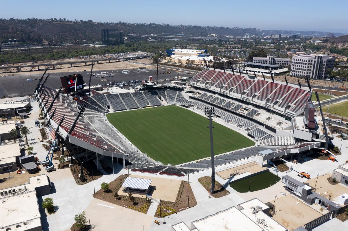 San Diego State's Snapdragon Stadium in Mission Valley, pictured last week.