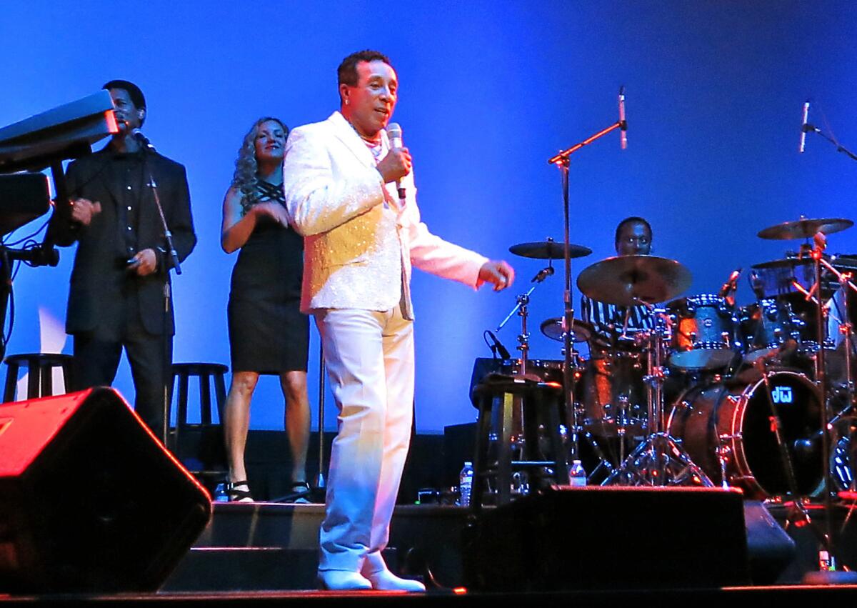 Smokey Robinson, seen here performing at the Lido Theatre in Newport Beach, is among the acts set to grace the stage in the Pacific Amphitheatre at the OC Fair & Event Center over the next week.