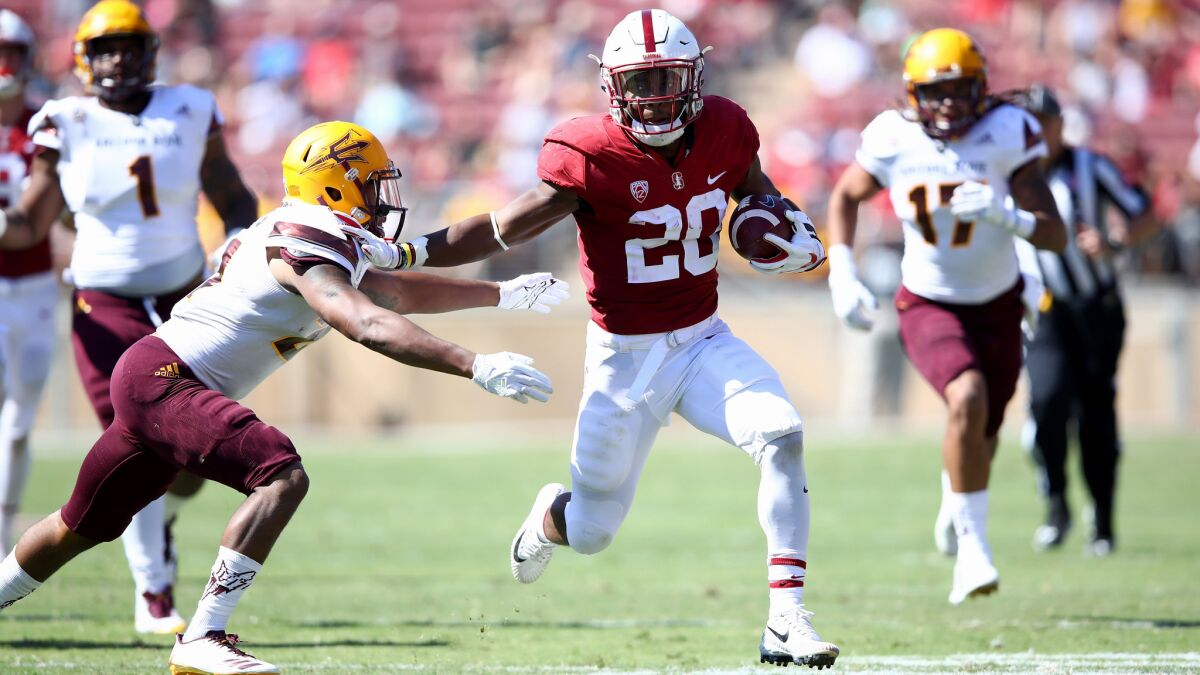 Stanford running back Bryce Love runs in for a touchdown against Arizona State during Saturday's game.