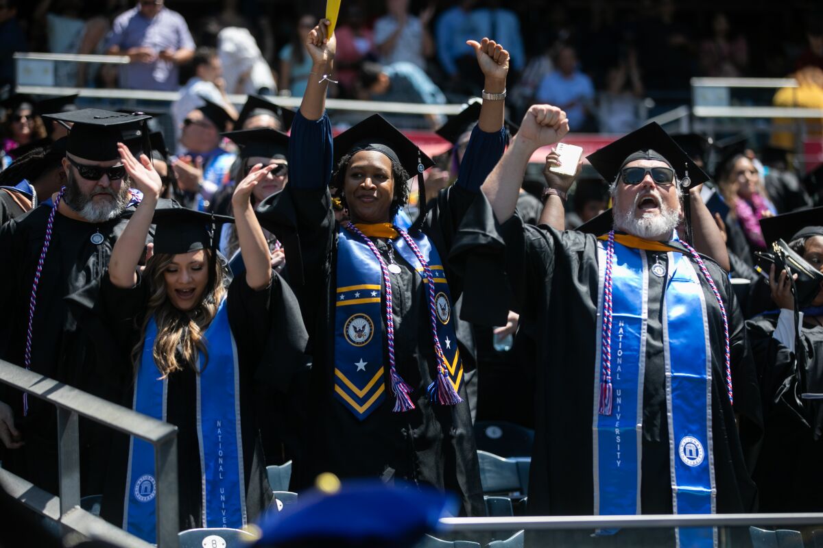 National University students participate in the Class of 2022 commencement at San Diego's Petco Park on May 13.