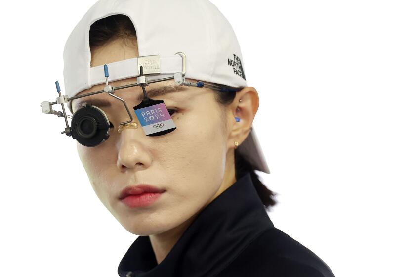 CHATEAUROUX, FRANCE - AUGUST 2: Kim Yeji of Korea is seen during the Women's 25m air pistol qualification round on day seven of the Olympic Games Paris 2024 at Chateauroux Shooting Centre on August 2, 2024 in Chateauroux, France. (Photo by Charles McQuillan/Getty Images)