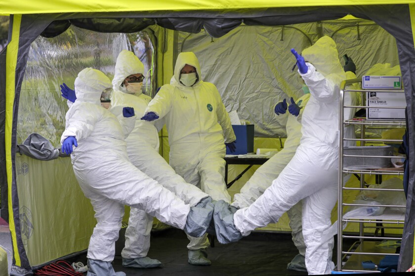 Nurses at COVID-19 testing site in Colton