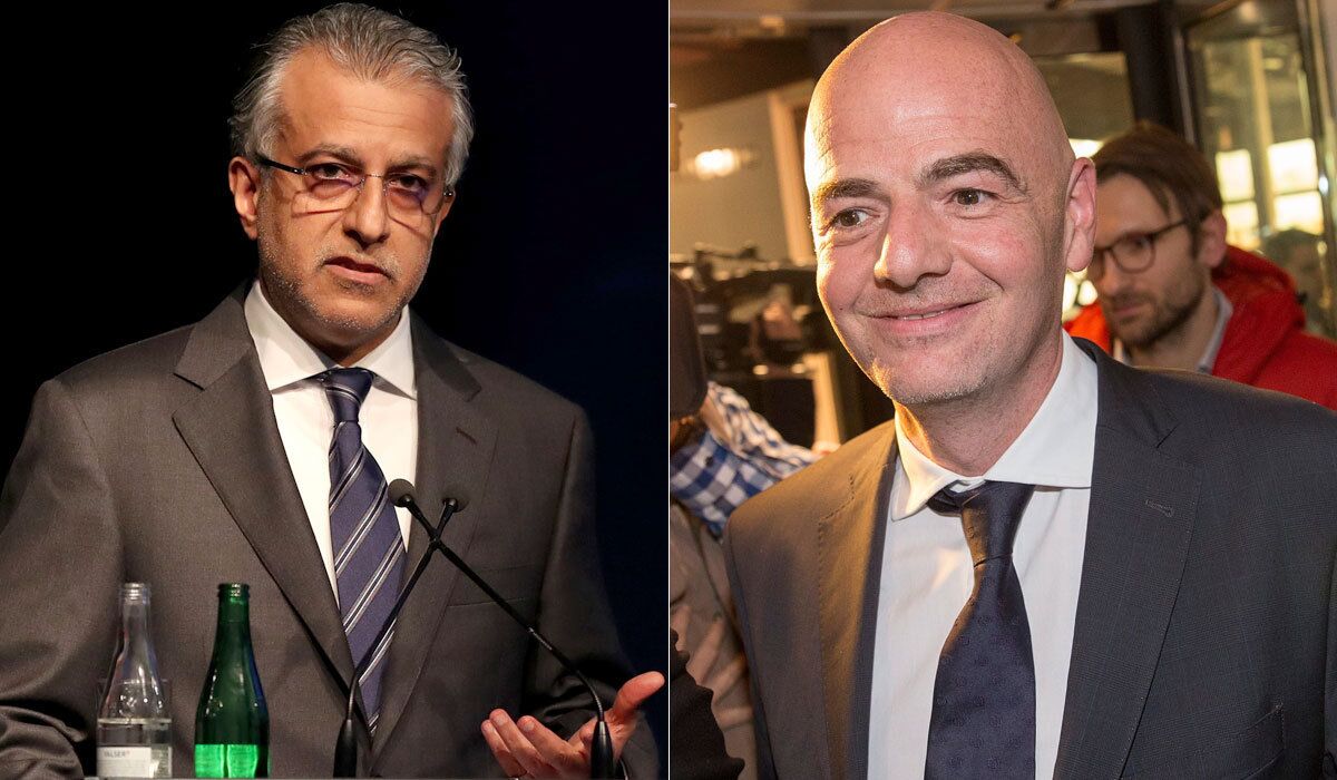 Sheikh Salman Bin Ebrahim, left, and Gianni Infantino are the top two candidates to become FIFA's next president.