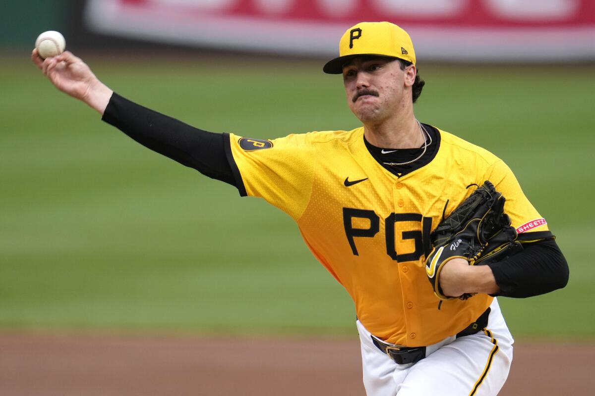 Pittsburgh Pirates starting pitcher Paul Skenes delivers during a game against the New York Mets on July 5.