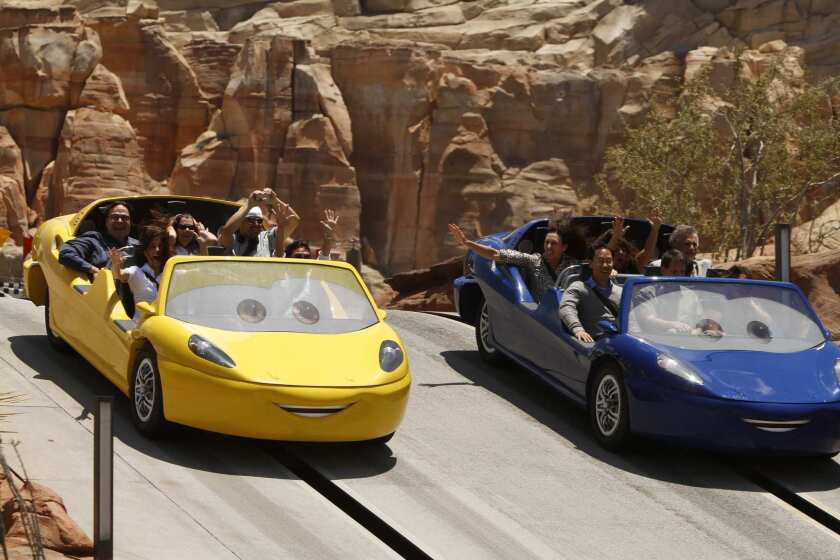 The Radiator Springs Racers are the featured "E-ticket" ride at Cars Land.
