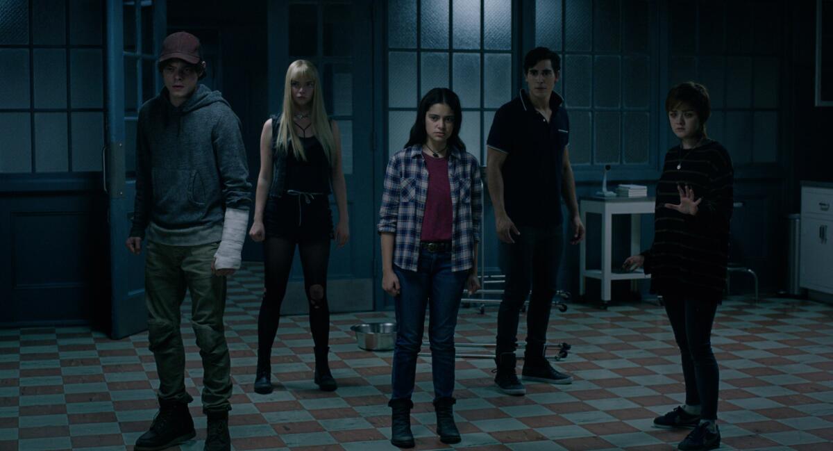 Charlie Heaton, Anya Taylor-Joy, Blu Hunt, Henry Zaga and Maisie Williams in “The New Mutants.”