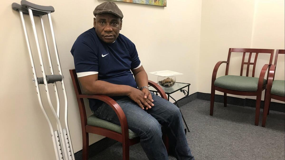 Gbolahan Banjo, 48, of Nigeria, waits to speak to an immigration lawyer in Montreal to discuss his claim for asylum on grounds he faces persecution in his native country because of his bisexuality.