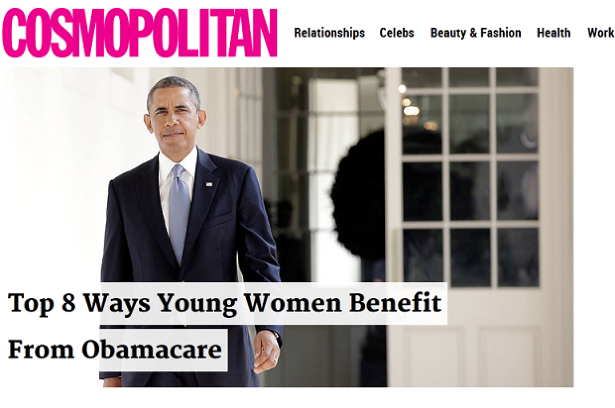 A screenshot of Cosmo's Obamacare story.