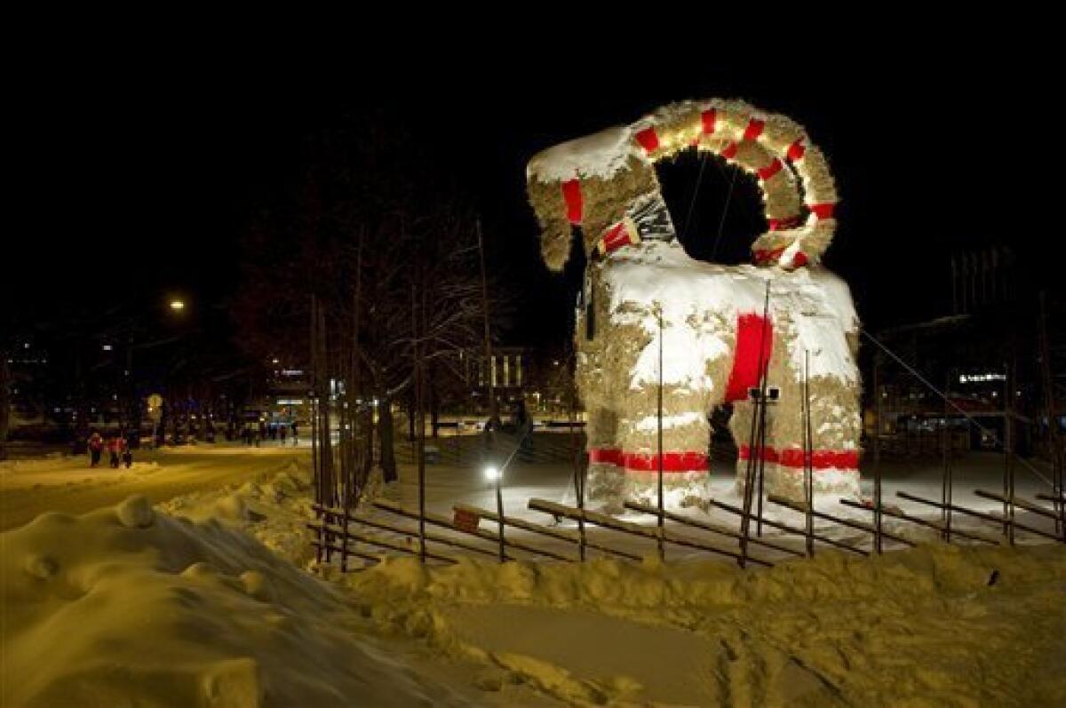 A Christmas straw goat