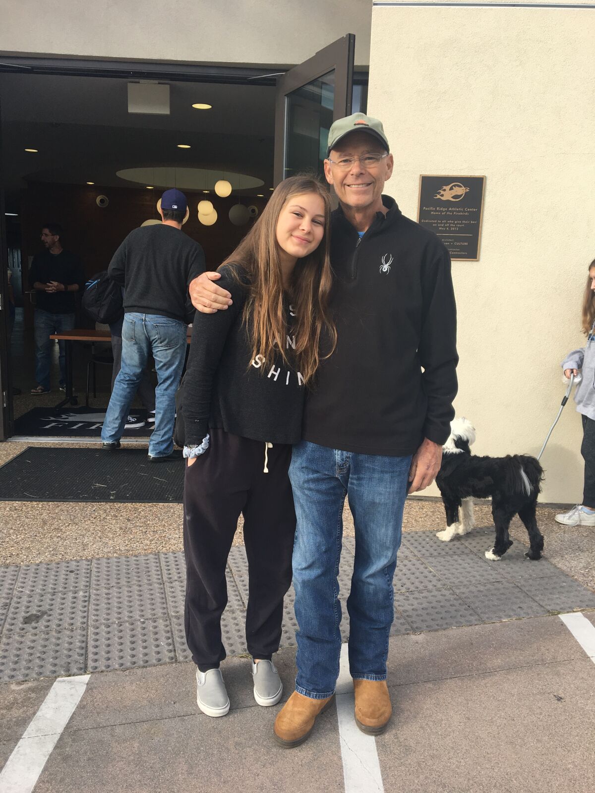 Ella Shreiner with her father Dave on campus at Pacific Ridge.