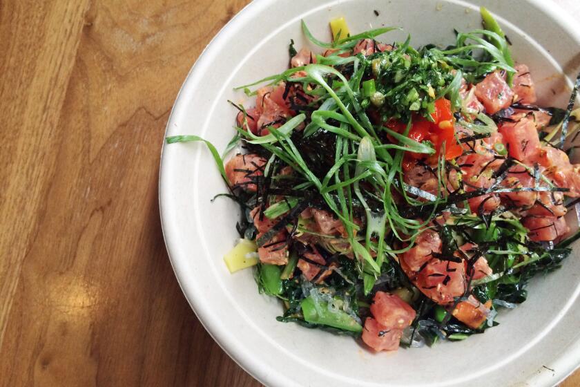 Orsa & Winston is serving grain bowls for lunch. Pictured is a seafood crudo bowl with kelp noodles.