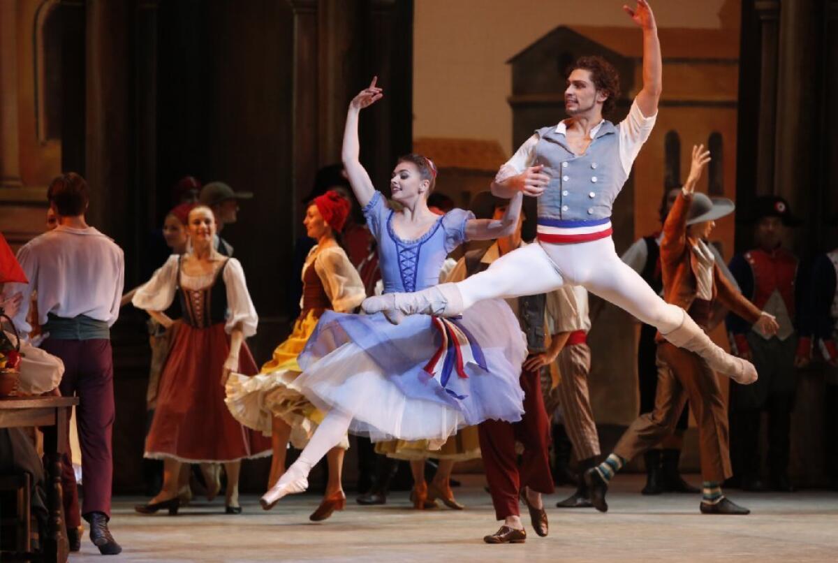 Oksana Bondareva and Ivan Vasiliev as Jeanne and Philippe celebrate their wedding and the victory of the French Revolution in the Mikhailovsky Ballet and Orchestra's performance of "Flames of Paris."