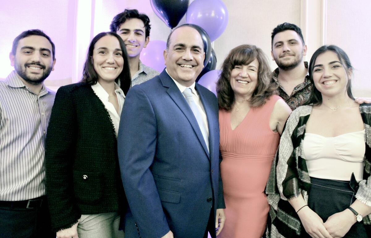 The Krikorian family supports Bras for a Cause. From left are, Shant, Gyaneh, Haig, honoree Greg, wife Christine, Armen and Seran.