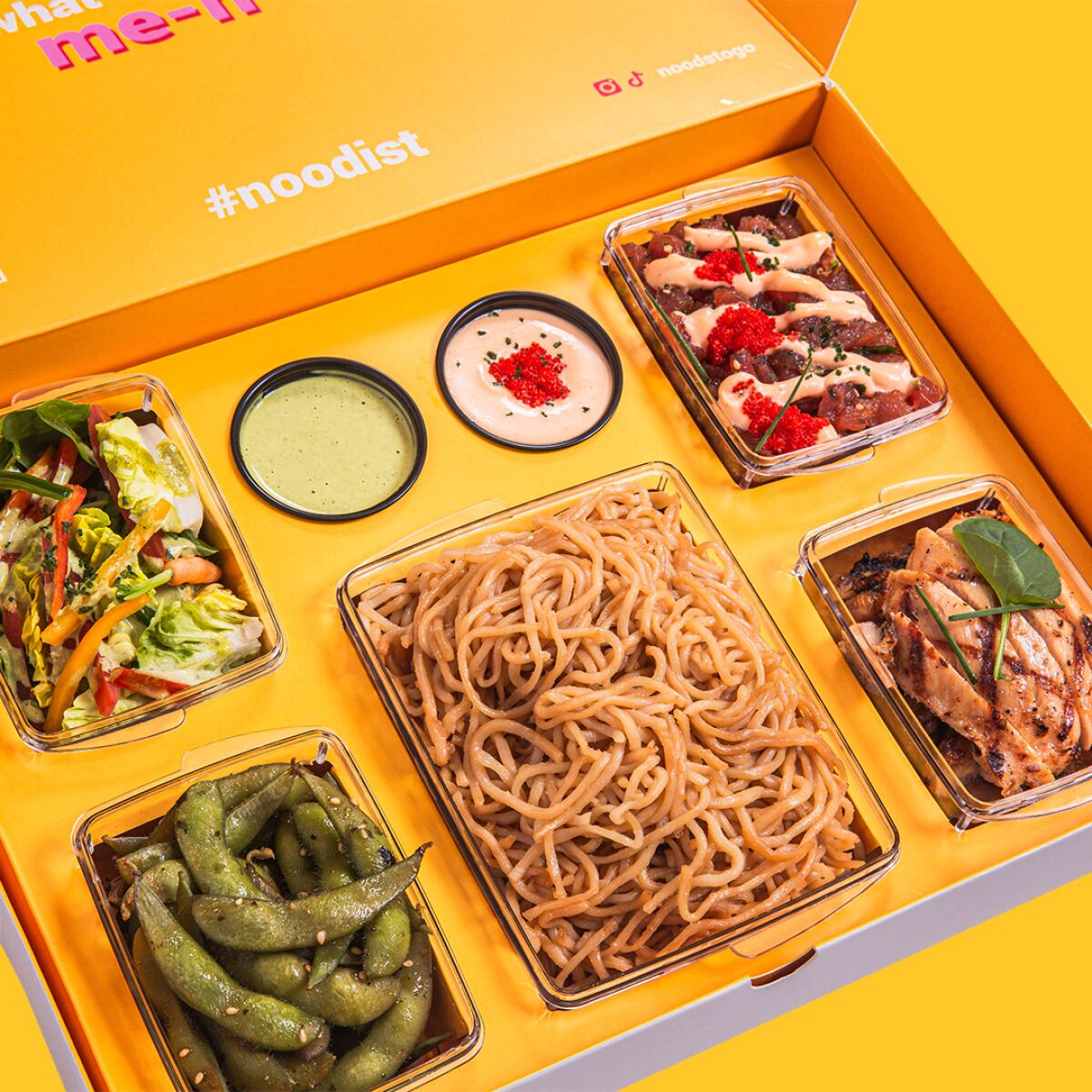 Noods’ takeout and delivery will include garlic noodles and sides including tuna tartare and chili chicken wings.